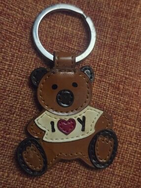 Rare Vintage Morellato Italy Leather Bear Bag Charm/Keychain - I Heart Y